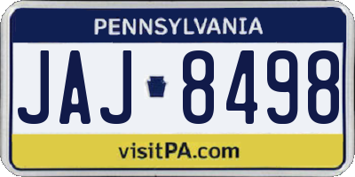 PA license plate JAJ8498