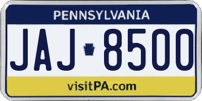 PA license plate JAJ8500