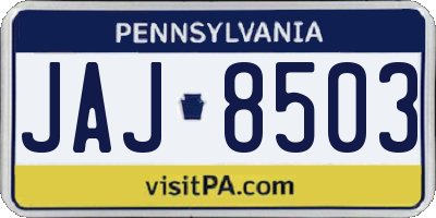 PA license plate JAJ8503
