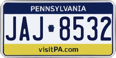 PA license plate JAJ8532