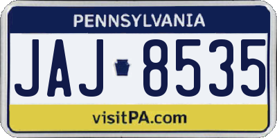 PA license plate JAJ8535