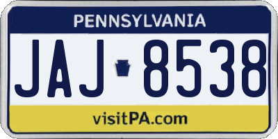PA license plate JAJ8538