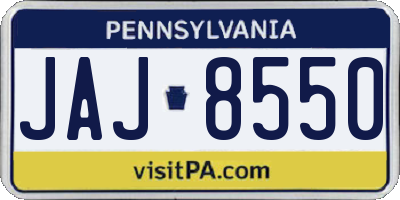 PA license plate JAJ8550