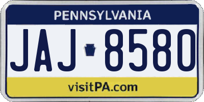 PA license plate JAJ8580