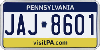 PA license plate JAJ8601