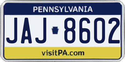 PA license plate JAJ8602
