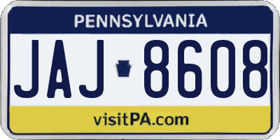 PA license plate JAJ8608