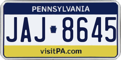 PA license plate JAJ8645