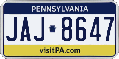 PA license plate JAJ8647
