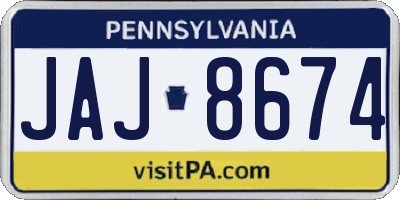PA license plate JAJ8674