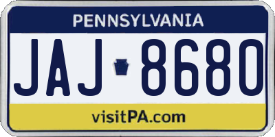 PA license plate JAJ8680