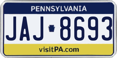 PA license plate JAJ8693