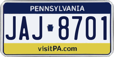 PA license plate JAJ8701