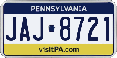 PA license plate JAJ8721
