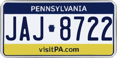 PA license plate JAJ8722