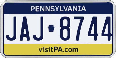 PA license plate JAJ8744