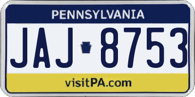 PA license plate JAJ8753
