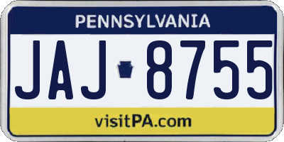 PA license plate JAJ8755