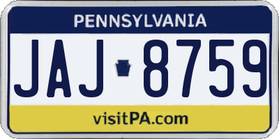 PA license plate JAJ8759