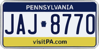 PA license plate JAJ8770
