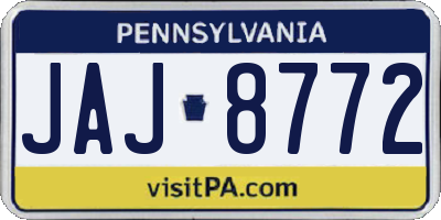 PA license plate JAJ8772