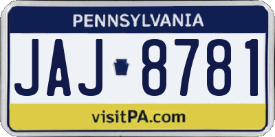 PA license plate JAJ8781