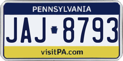 PA license plate JAJ8793