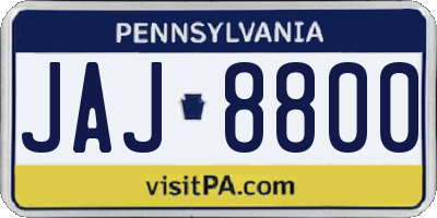 PA license plate JAJ8800