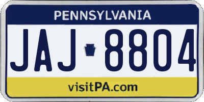 PA license plate JAJ8804