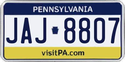 PA license plate JAJ8807