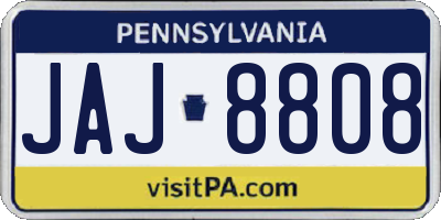 PA license plate JAJ8808