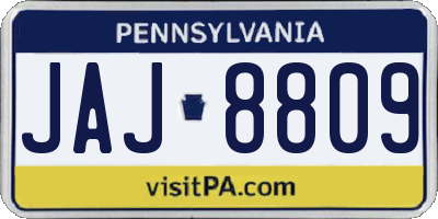 PA license plate JAJ8809