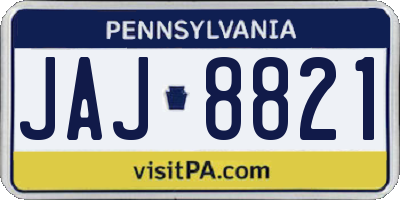 PA license plate JAJ8821