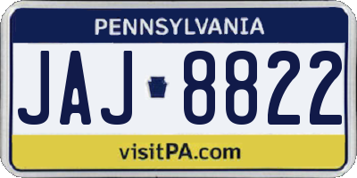 PA license plate JAJ8822