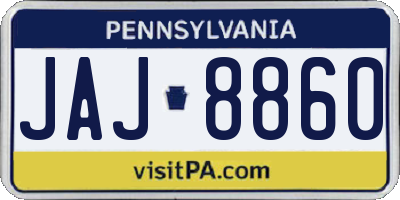 PA license plate JAJ8860