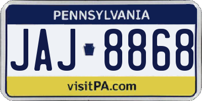 PA license plate JAJ8868