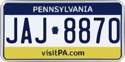 PA license plate JAJ8870