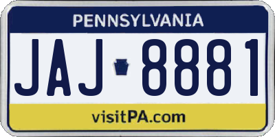 PA license plate JAJ8881