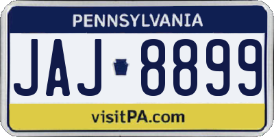 PA license plate JAJ8899