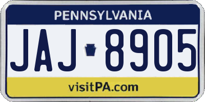PA license plate JAJ8905
