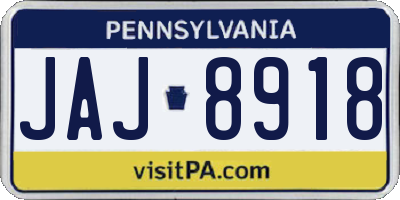 PA license plate JAJ8918