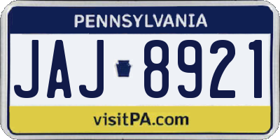 PA license plate JAJ8921