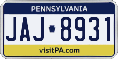 PA license plate JAJ8931
