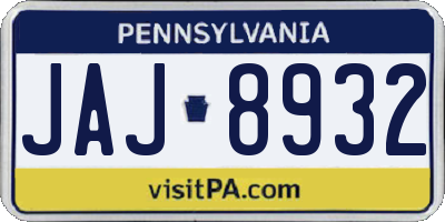 PA license plate JAJ8932