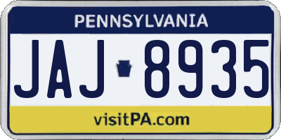PA license plate JAJ8935