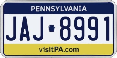 PA license plate JAJ8991