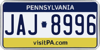 PA license plate JAJ8996