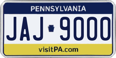 PA license plate JAJ9000