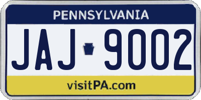 PA license plate JAJ9002