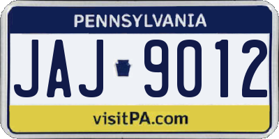 PA license plate JAJ9012